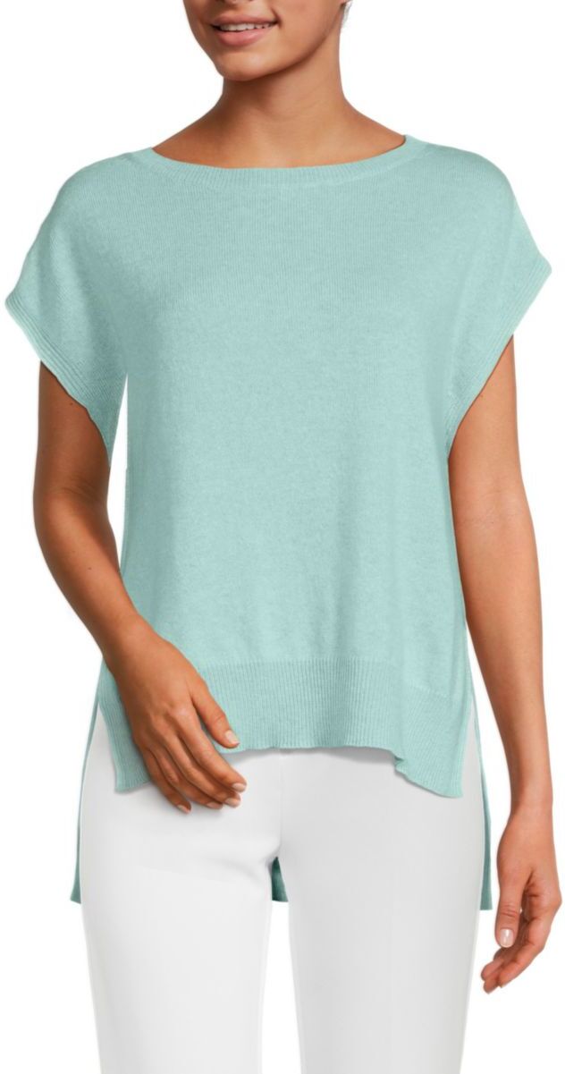 360 Cashmere Women's High Low Cashmere Knit Top - Opal Blue - Size XS  - female - Size: XS