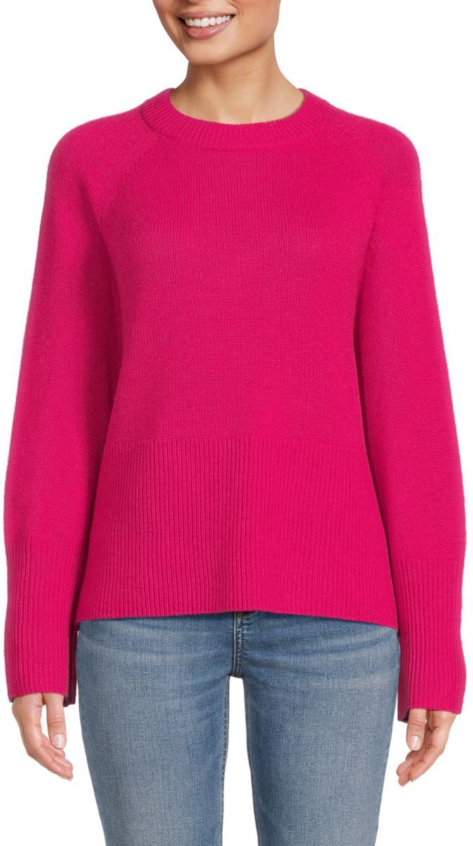 360 Cashmere Women's Krystal Raglan Sleeve Cashmere Sweater - Hibiscus - Size XS  - female - Size: XS