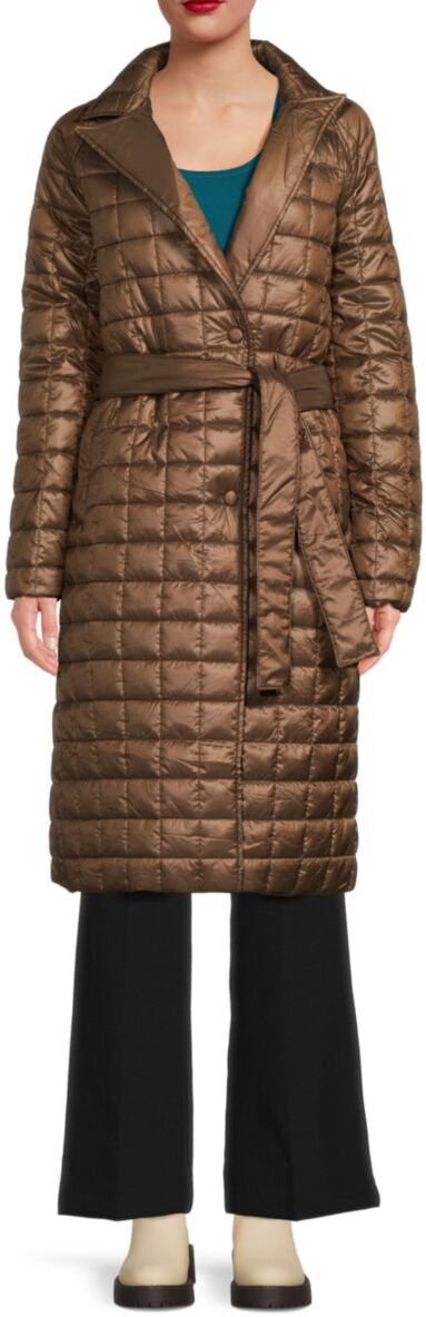 NOIZE Women's Box Quilted Belted Puffer Coat - Butternut - Size XS  - female - Size: XS