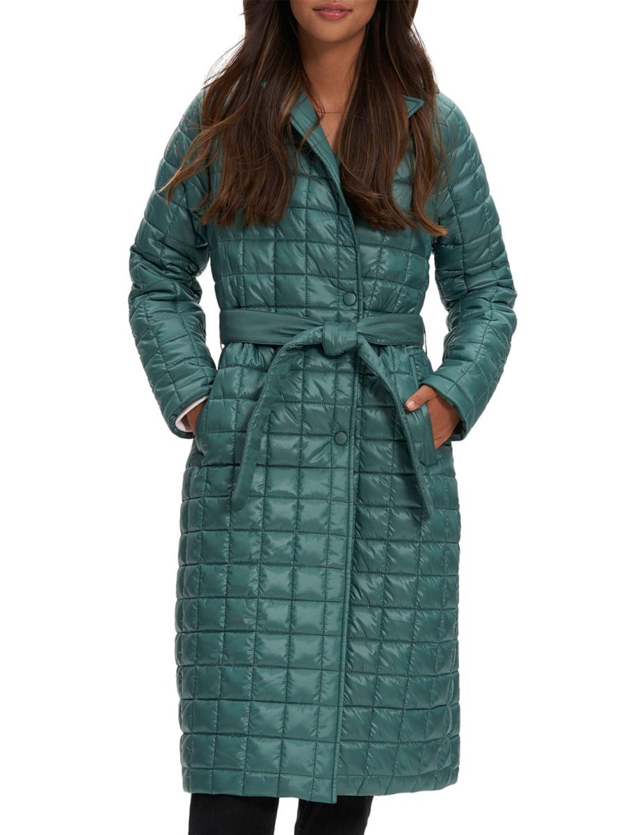 NOIZE Women's Box Quilted Belted Puffer Coat - Wave Lite - Size M  - female - Size: M