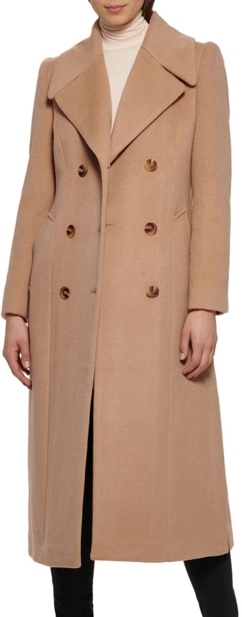 Kenneth Cole Women's Double Breasted Long Wool Coat - Camel - Size XS  - female - Size: XS