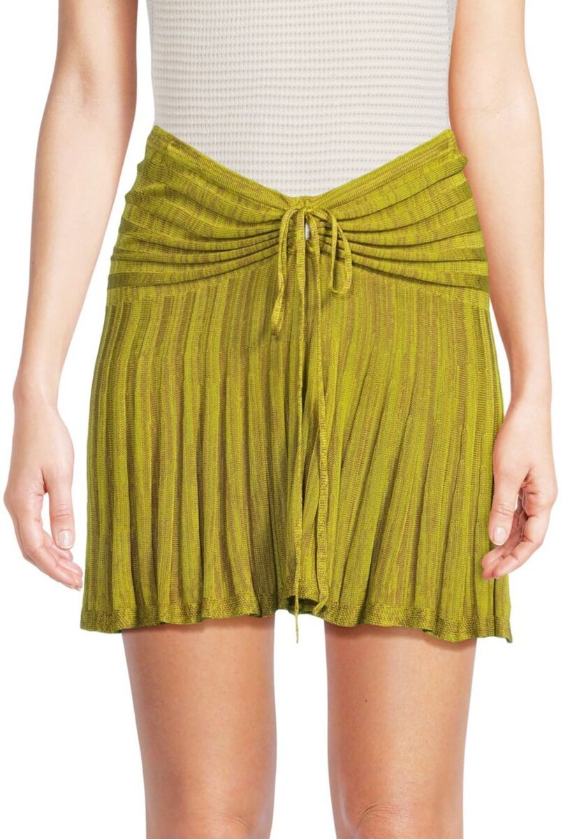 Free People Women's Sylvia Ribbed Mini Convertible Skirt - Viper Comb - Size L  - female - Size: L