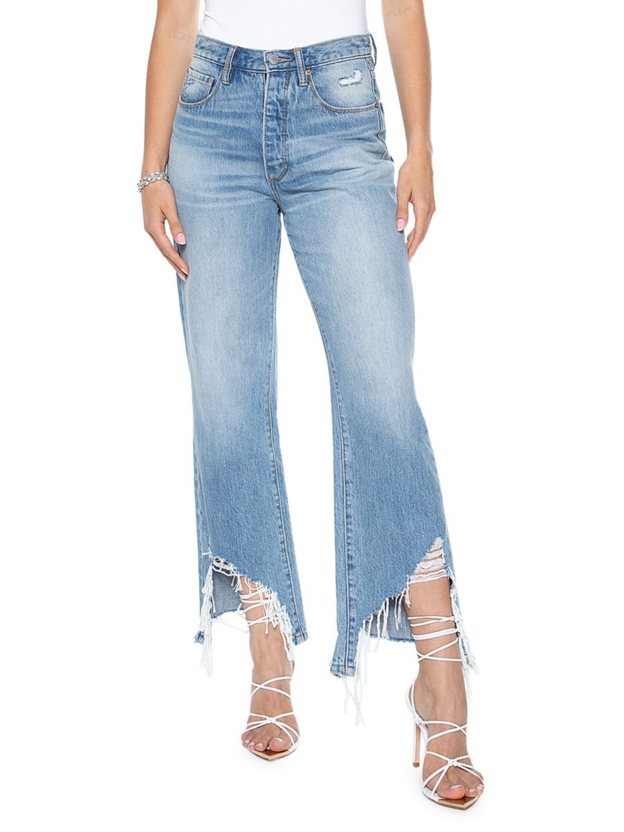 Blue Revival Women's Chop Shop High Rise Frayed Hem Straight Jeans - Athens - Size 27 (4)  - female - Size: 27 (4)