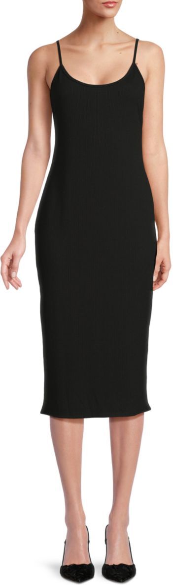 Bebe Women's Ribbed Sheath Midi Dress - Black - Size S  - female - Size: S