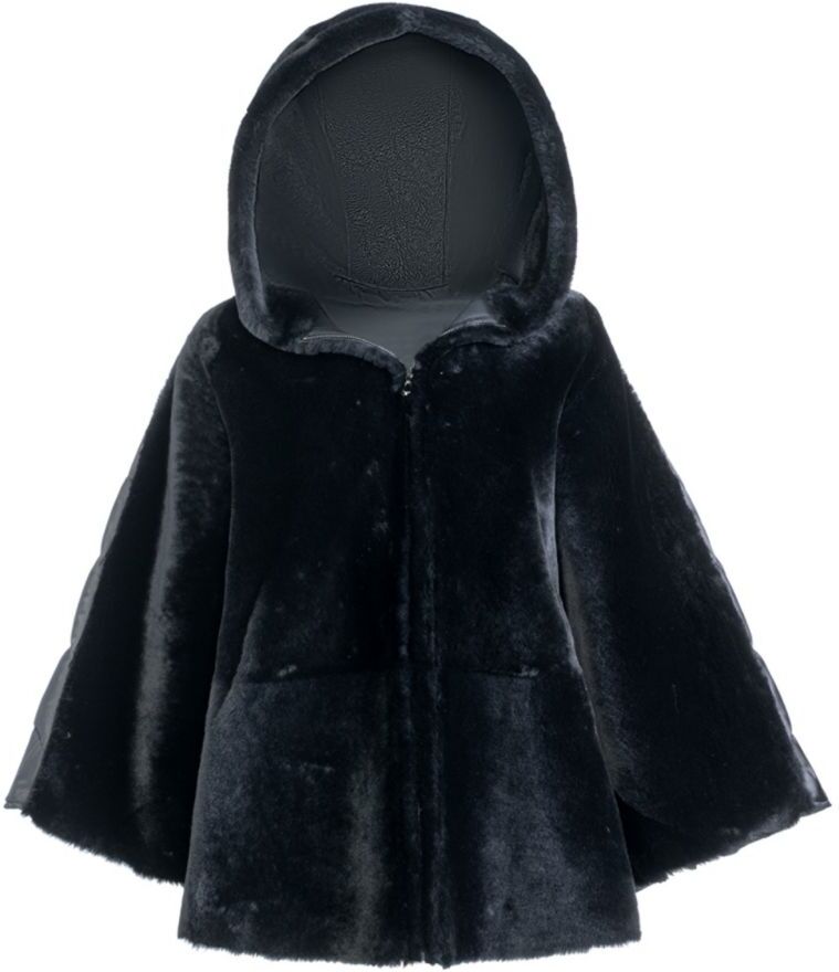 WOLFIE FURS Women's Made For Generations™ Shearling Down Cape Jacket - True Black  - female - Size: one-size