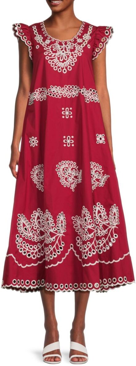 REDValentino Women's Eyelet Tent Dress - Cherry - Size 42 (10)  - female - Size: 42 (10)