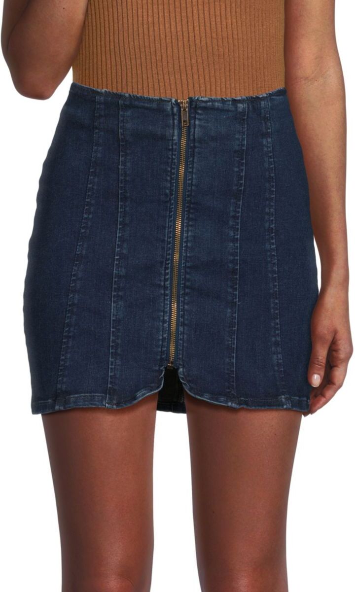 Free People Women's Layla Zip Denim Mini Skirt - Deep Indigo - Size 4  - female - Size: 4