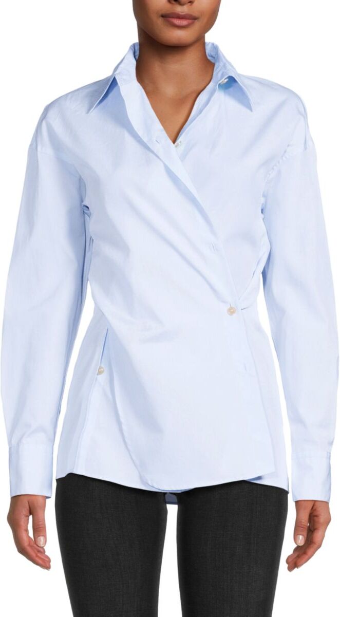 Vince Women's Convertible Button Down Shirt - Powder Blue - Size XXS  - female - Size: XXS