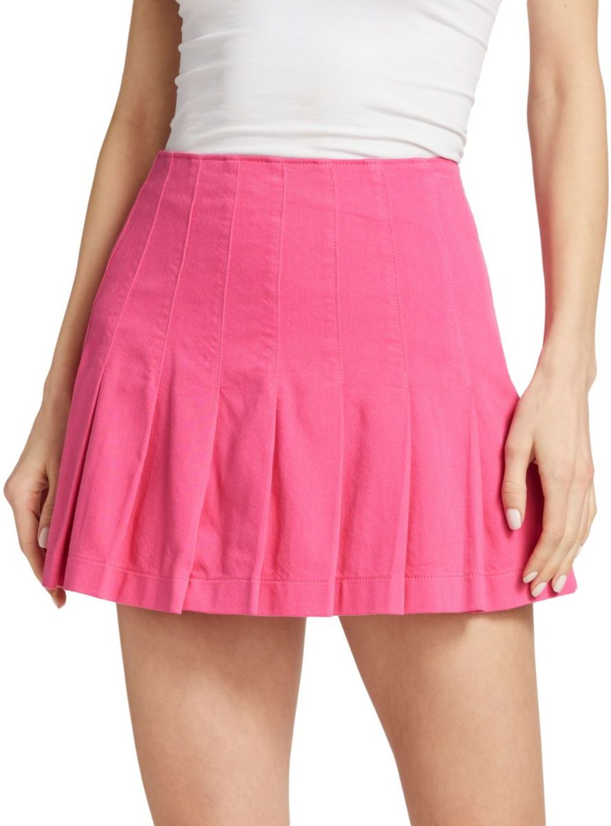 Alice + Olivia Women's Carter Pleated Denim Skirt - Candy - Size 27 (4)  - female - Size: 27 (4)