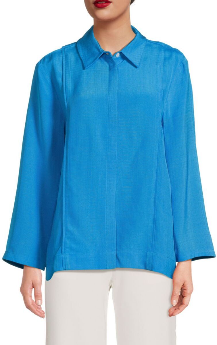 Co Women's Seamed Button Down Shirt - Cerulean - Size XXS  - female - Size: XXS