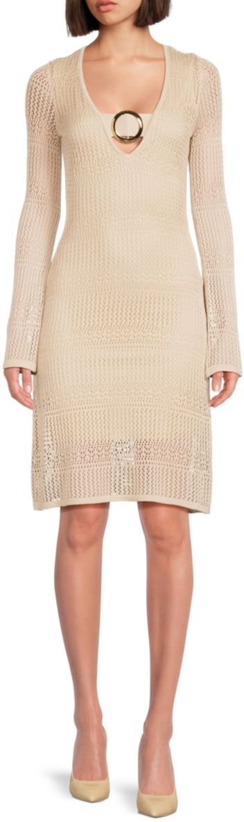 Bebe Women's Crochet Sheath Dress - Sand - Size XS  - female - Size: XS