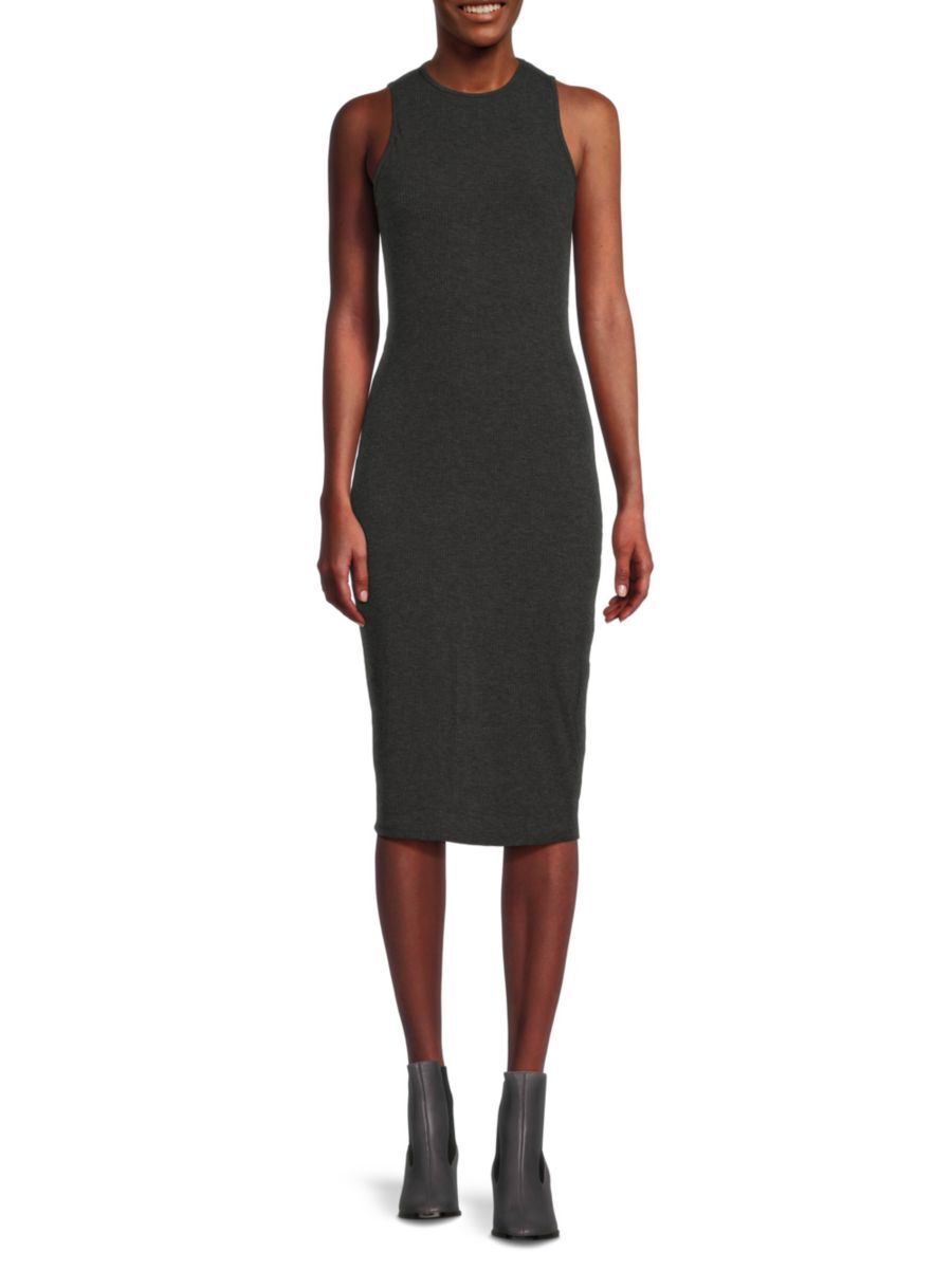 Bebe Women's Ribbed Bodycon Midi Sweater Dress - Charcoal - Size S  - female - Size: S