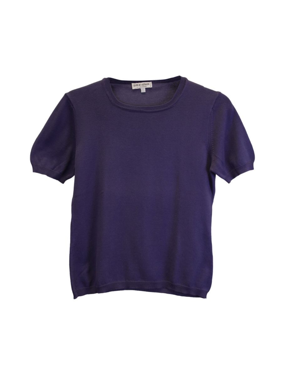 Women's Giorgio Armani Puff Sleeve T-Shirt In Purple Cotton - Purple - Size M  - female - Size: M