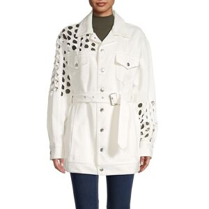 Maison Margiela Women's Belted Punch-Hole Denim Jacket - White - Size 38 (2)  White  female  size:38 (2)