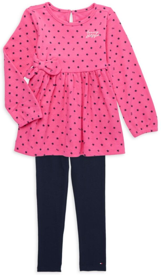 Tommy Hilfiger Baby Girl's 2-Piece Dress & Leggings Set - Pink Multi - Size 12 Months  - female - Size: 12 Months