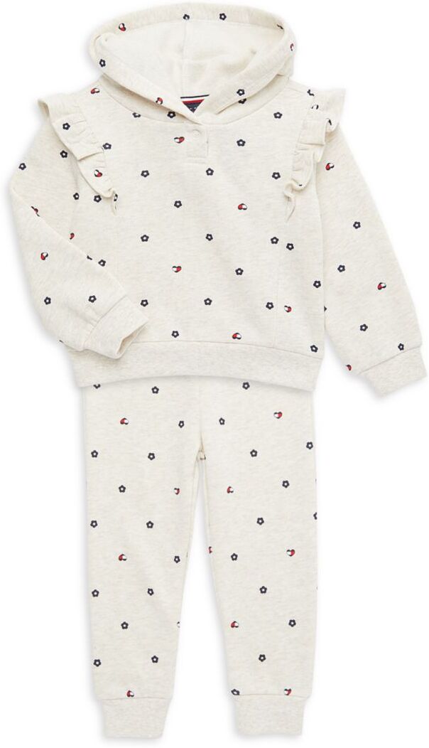 Tommy Hilfiger Baby Girl's 2-Piece Hoodie & Joggers Set - White Multi - Size 6-9 Months  - female - Size: 6-9 Months