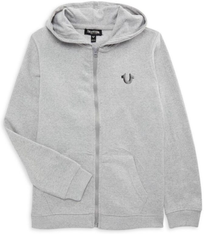 True Religion Boy's Buddha Logo Graphic Hoodie - Heather Grey - Size S (8)  - male - Size: S (8)