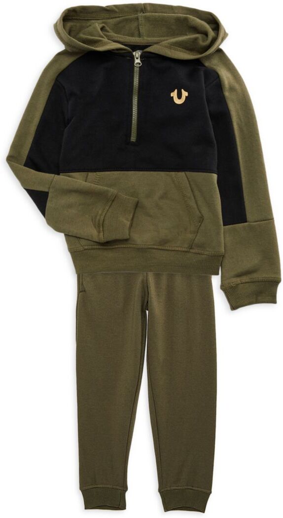 True Religion Little Boy's 2-Piece Colorblock Hoodie & Joggers Set - Olive - Size 2T  - male - Size: 2T