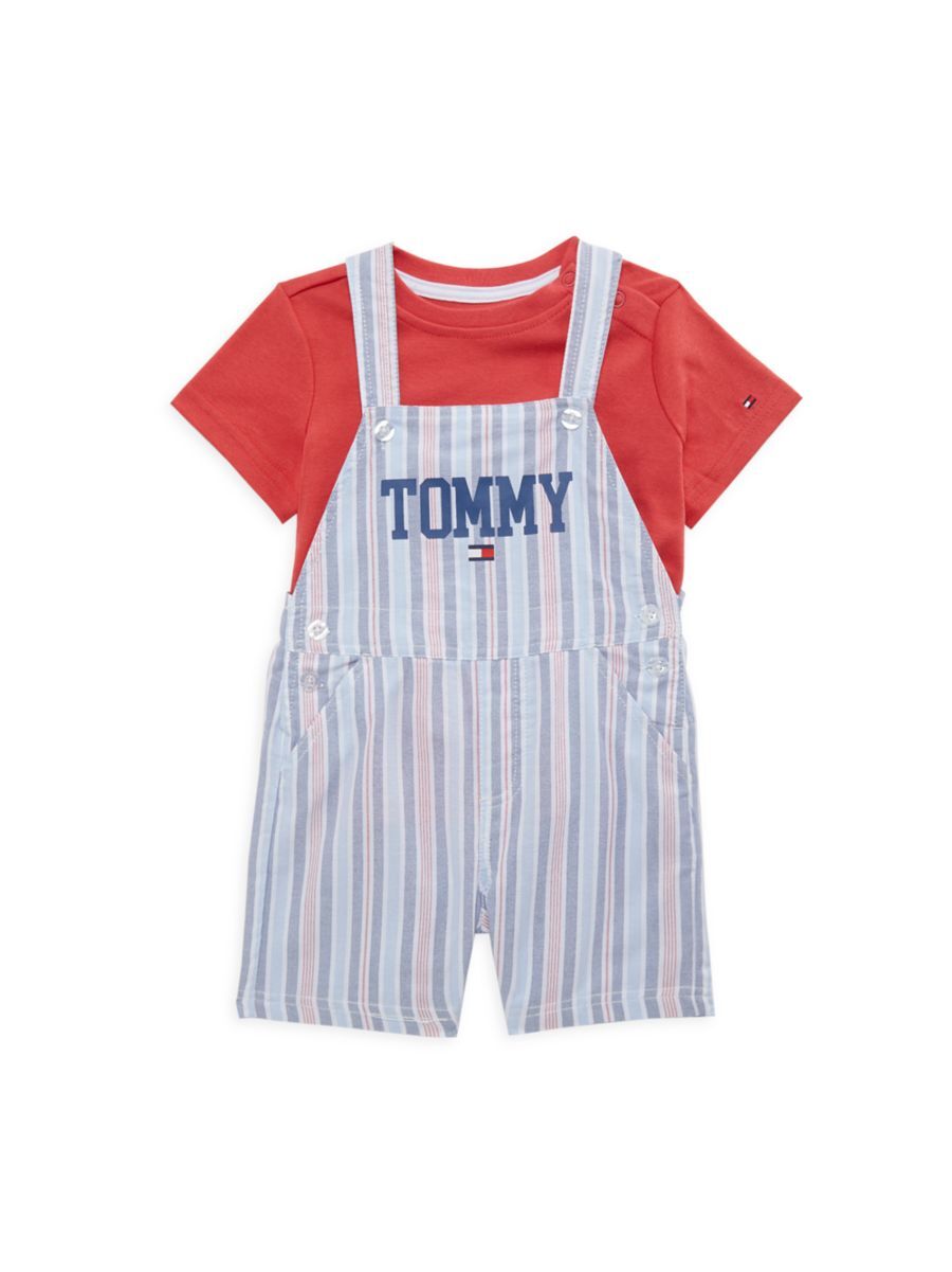 Tommy Hilfiger Baby Boy's 2-Piece Tee & Logo Shortall Set - Blue - Size 6-9 Months  - male - Size: 6-9 Months