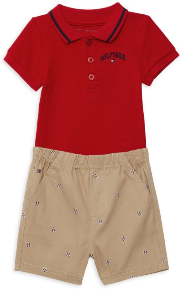 Tommy Hilfiger Baby Boy's 2-Piece Logo Polo & Shorts Set - Red - Size 6-9 Months  - male - Size: 6-9 Months