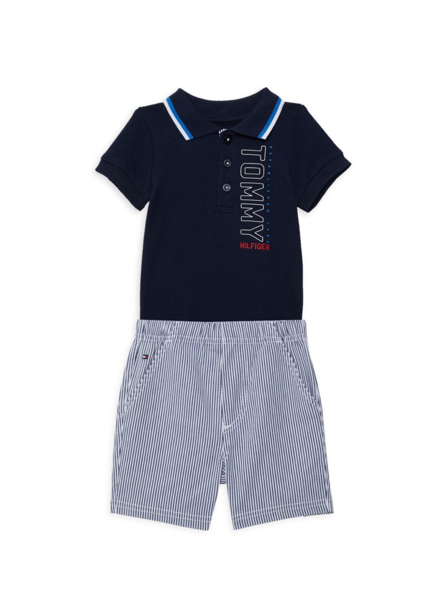 Tommy Hilfiger Baby Boy's 2-Piece Polo Bodysuit & Shorts Set - Size 6-9 Months  - male - Size: 6-9 Months