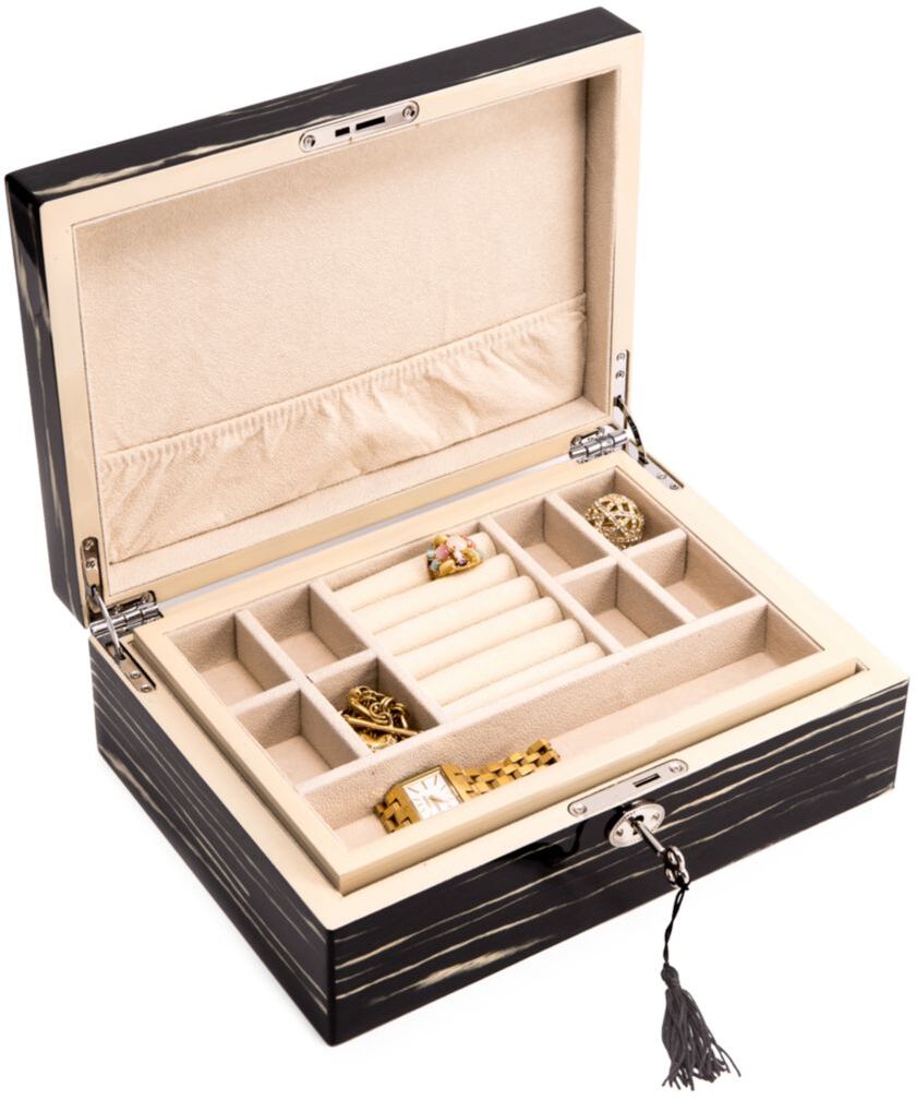 Bey-Berk Jewelry Box & Valet Set - Ebony  - unisex - Size: one-size