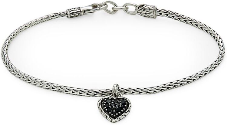 John Hardy Women's Classic Chain Sterling Silver, Black Sapphire & Spinel Heart Charm Bracelet  - female - Size: one-size