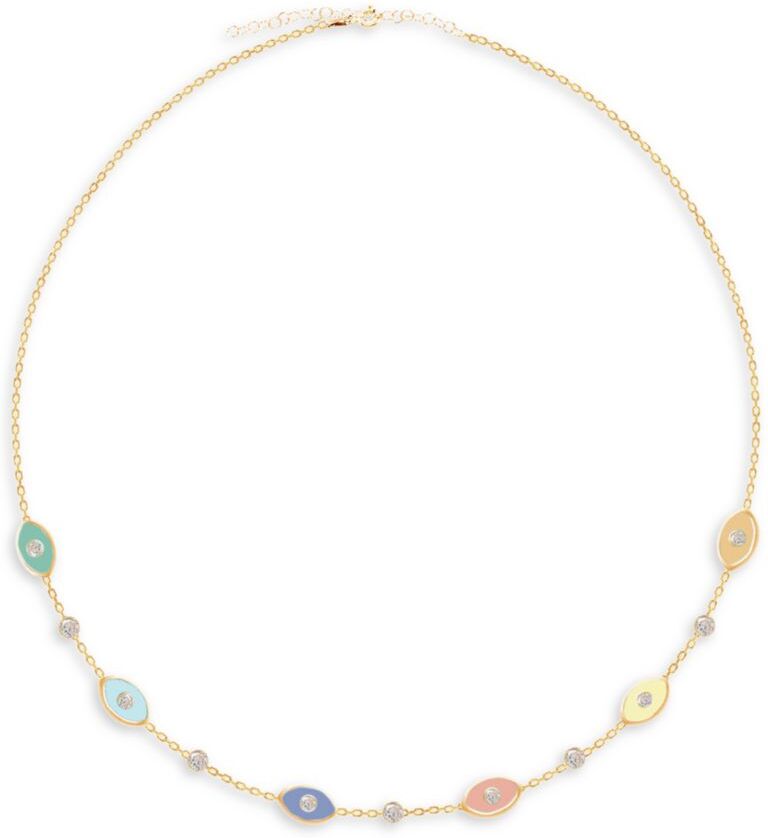 Gabi Rielle Women's Happy Me 14K Gold Vermeil & Crystal Candy Pastel Multi Evil Eye Necklace