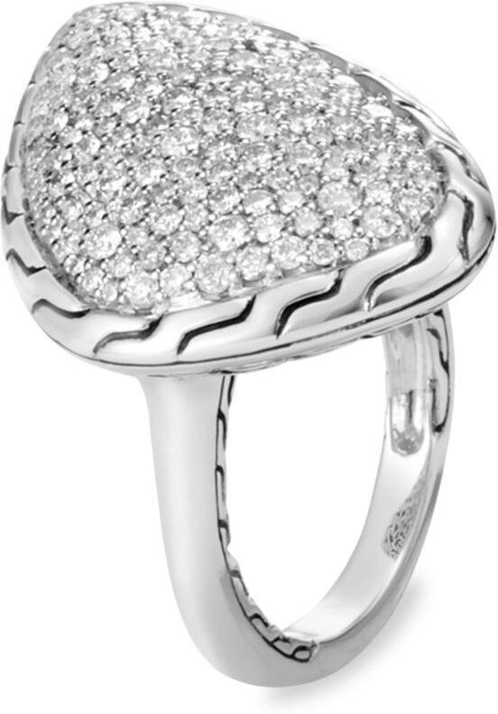 John Hardy Women's Classic Chain Sterling Silver & Diamond Triangle Ring - Size 7  - female - Size: 7