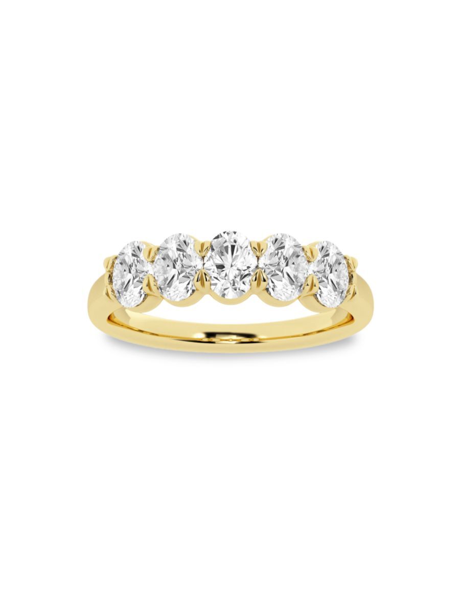Saks Fifth Avenue Made in Italy Saks Fifth Avenue Women's Build Your Own Collection 14K Yellow Gold & 5 Lab Grown Oval Diamond Anniversary Band - 1 Tcw Yellow Gold - Size 5  - female - Size: 5
