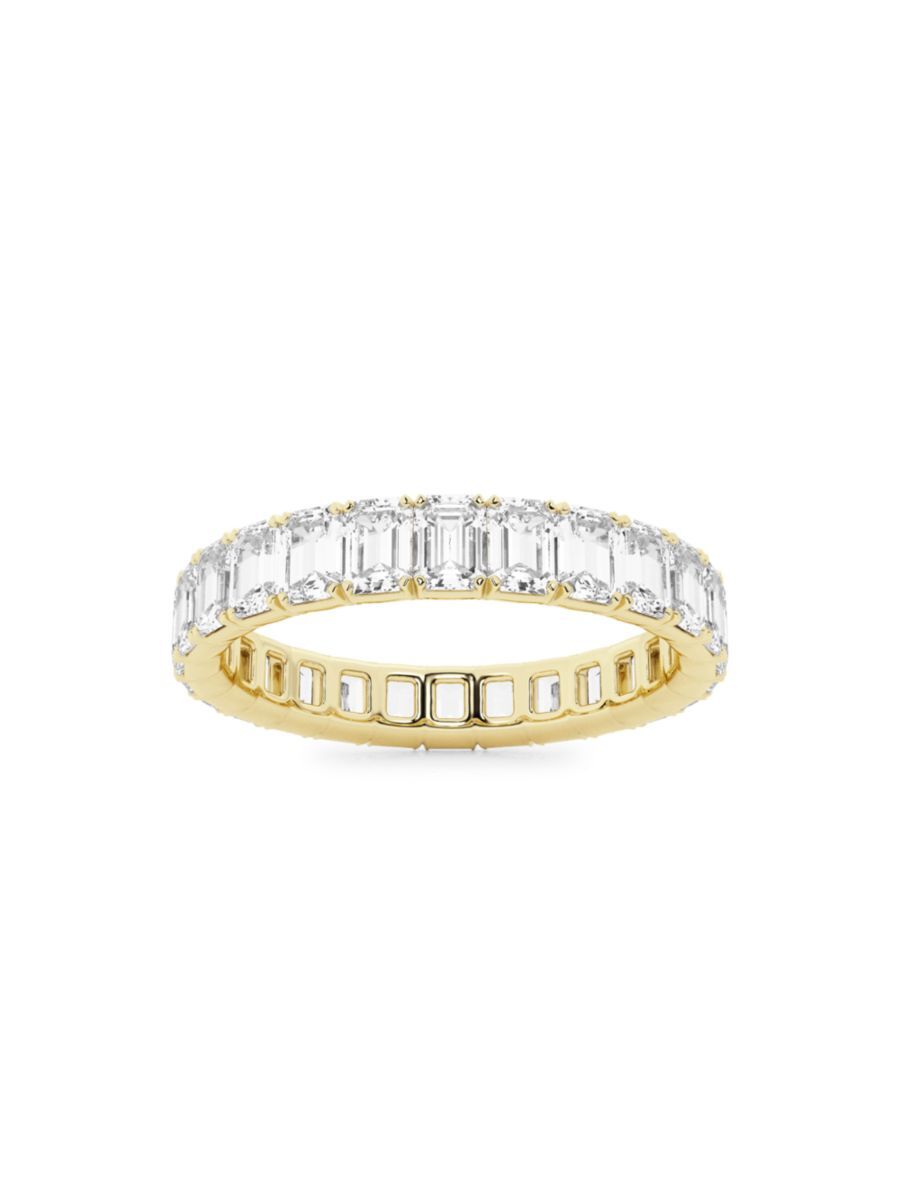 Saks Fifth Avenue Made in Italy Saks Fifth Avenue Women's Build Your Own Collection 14K Yellow Gold & Lab Grown Emerald Cut Diamond Eternity Band - 3 Tcw Yellow Gold - Size 5.5  - female - Size: 5.5