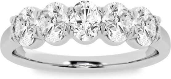 Saks Fifth Avenue Made in Italy Saks Fifth Avenue Women's Build Your Own Collection Platinum & 5 Lab Grown Oval Diamond Anniversary Band - 1 Tcw Platinum - Size 6  - female - Size: 6