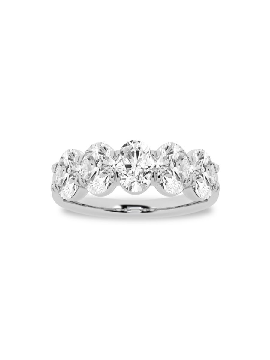 Saks Fifth Avenue Made in Italy Saks Fifth Avenue Women's Build Your Own Collection Platinum & 5 Lab Grown Oval Diamond Anniversary Band - 2 Tcw Platinum - Size 9  - female - Size: 9