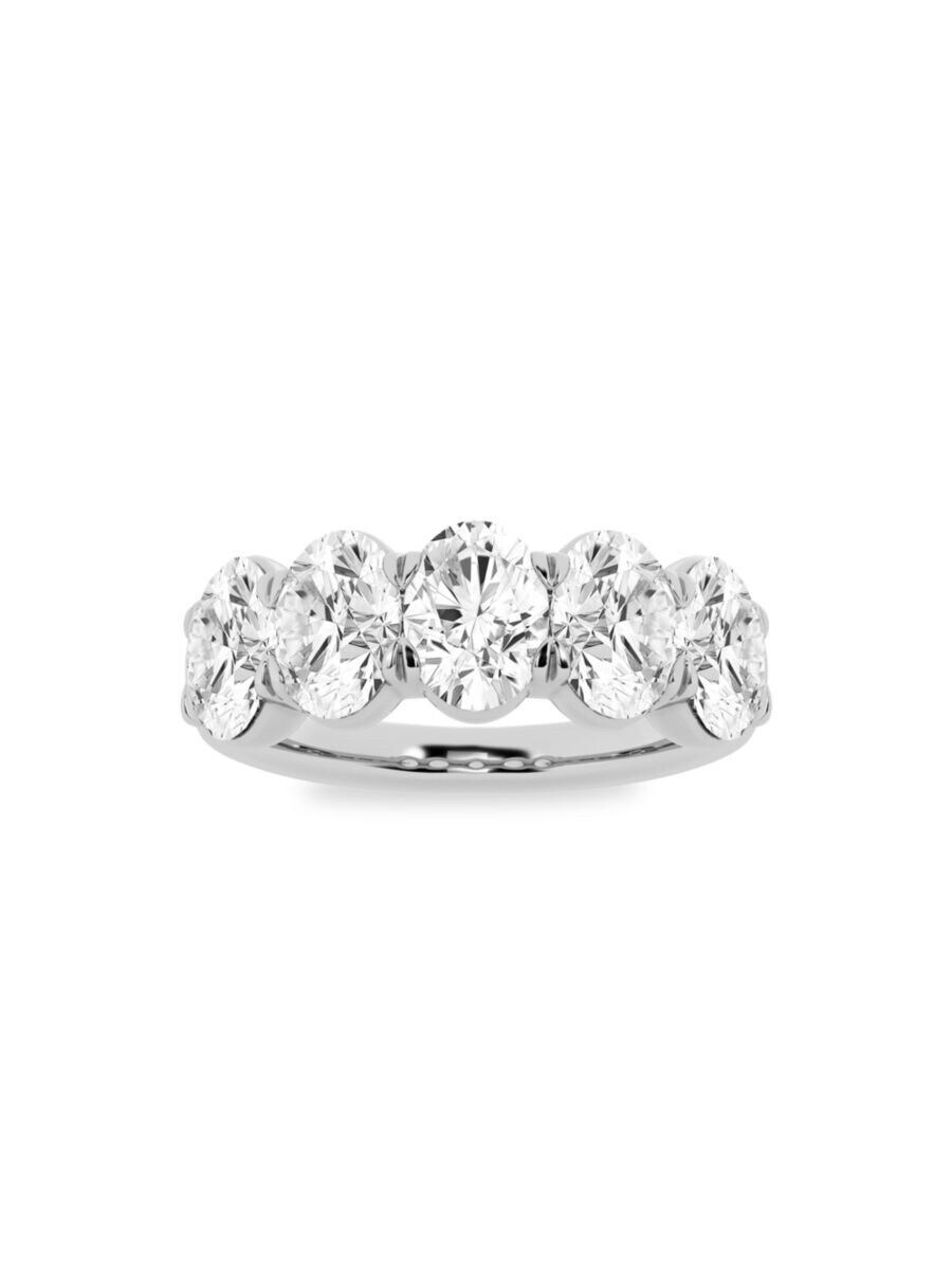 Saks Fifth Avenue Made in Italy Saks Fifth Avenue Women's Build Your Own Collection Platinum & 5 Lab Grown Oval Diamond Anniversary Band - 3 Tcw Platinum - Size 4  - female - Size: 4