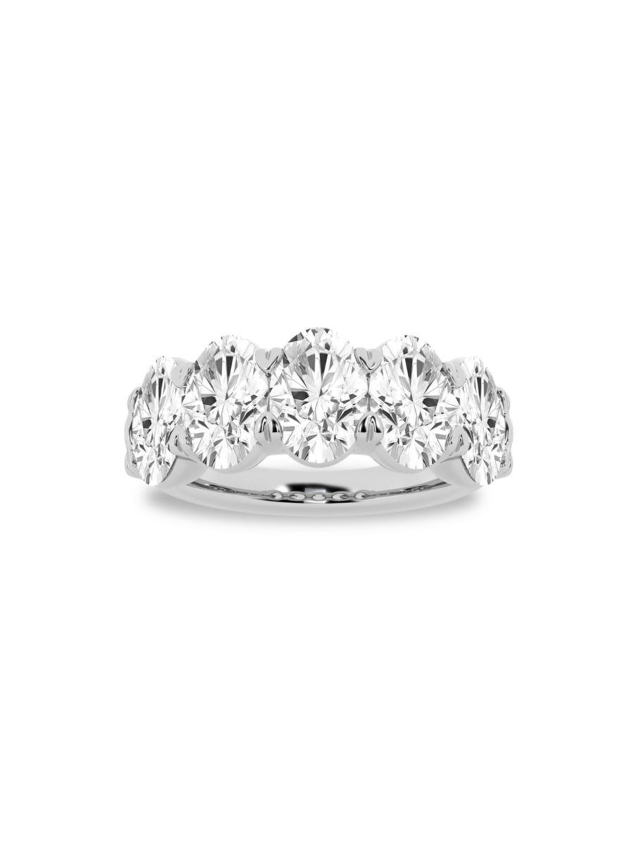Saks Fifth Avenue Made in Italy Saks Fifth Avenue Women's Build Your Own Collection Platinum & 5 Lab Grown Oval Diamond Anniversary Band - 4 Tcw Platinum - Size 6  - female - Size: 6