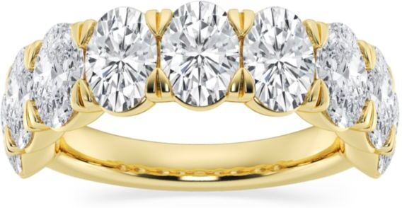 Saks Fifth Avenue Made in Italy Saks Fifth Avenue Women's Build Your Own Collection 14K Yellow Gold & 9 Natural Oval Diamond Anniversary Band - 5 Tcw Yellow Gold - Size 5.5  - female - Size: 5.5