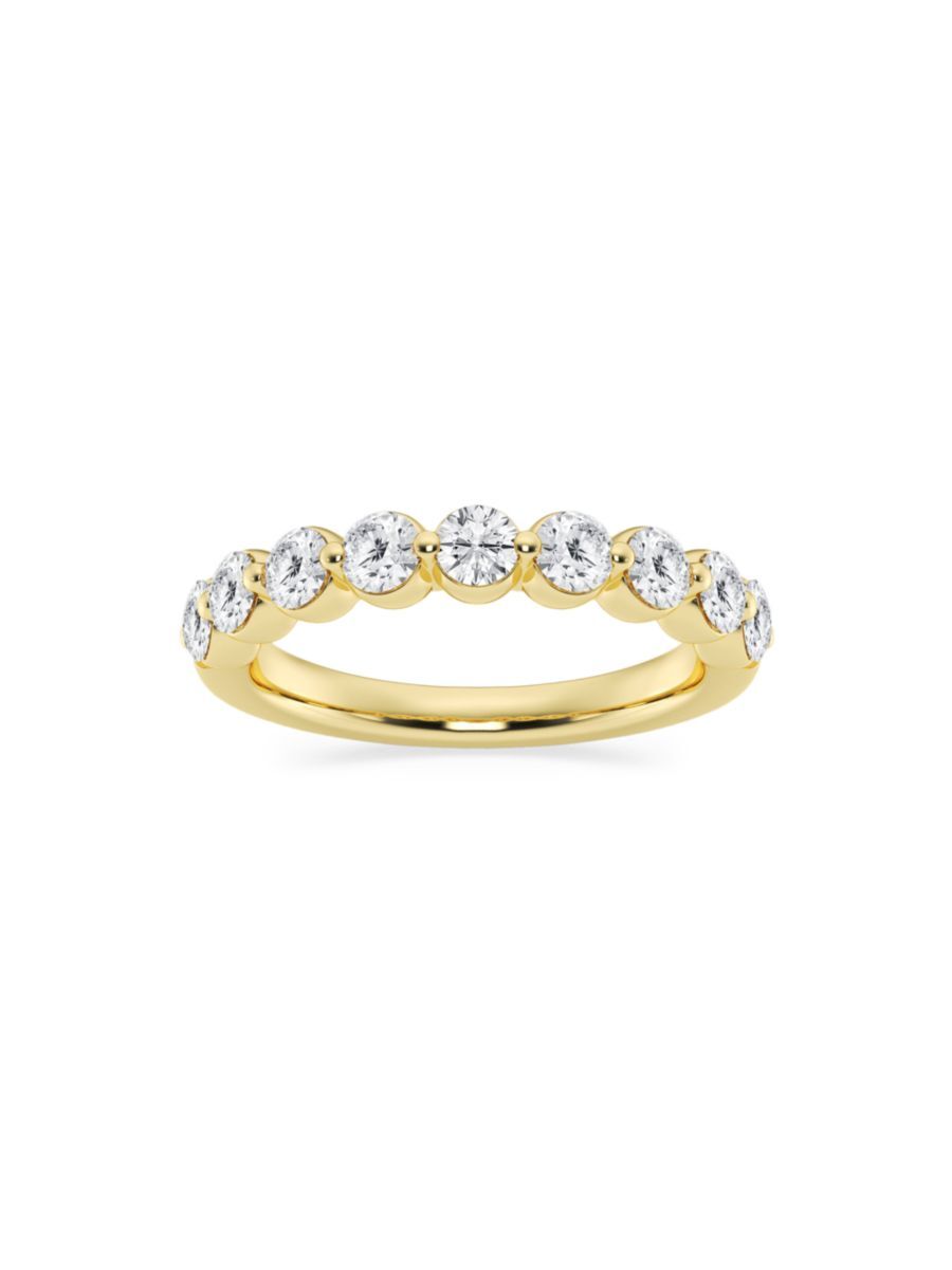 Saks Fifth Avenue Made in Italy Saks Fifth Avenue Women's Build Your Own Collection 14K Yellow Gold & 9 Natural Round Diamond Wedding Band - 1.5 Tcw Yellow Gold - Size 9  - female - Size: 9