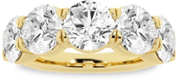 Saks Fifth Avenue Made in Italy Saks Fifth Avenue Women's Build Your Own Collection 14K Yellow Gold & 5 Lab Grown Round Diamond Anniversary Band - 5 Tcw Yellow Gold - Size 5  - female - Size: 5