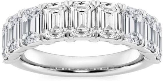 Saks Fifth Avenue Made in Italy Saks Fifth Avenue Women's Build Your Own Collection 14K White Gold & 9 Natural Emerald Cut Diamond Anniversary Band - 4 Tcw White Gold - Size 5  - female - Size: 5