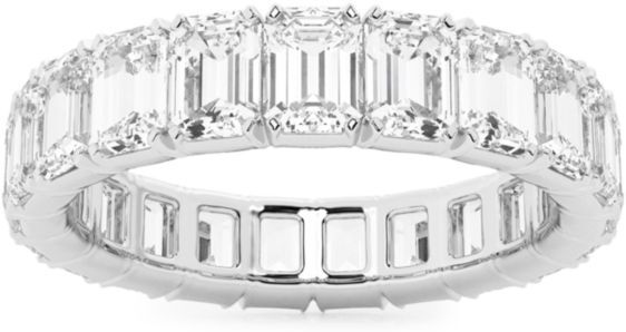 Saks Fifth Avenue Made in Italy Saks Fifth Avenue Women's Build Your Own Collection Platinum & Natural Emerald Cut Diamond Eternity Band - 5 Tcw Platinum - Size 4.5  - female - Size: 4.5