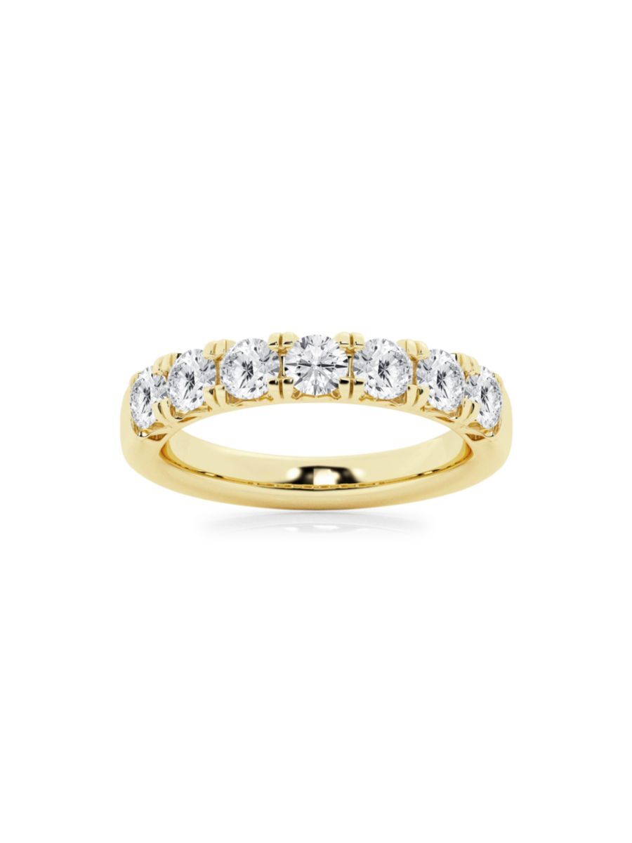 Saks Fifth Avenue Made in Italy Saks Fifth Avenue Women's Build Your Own Collection 14K Yellow Gold & 7 Natural Round Diamond Anniversary Band - 1.5 Tcw Yellow Gold - Size 4.5  - female - Size: 4.5
