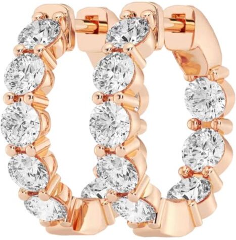 Saks Fifth Avenue Made in Italy Saks Fifth Avenue Women's Build Your Own Collection 14K Gold & Lab Grown Round Diamond Inside Out Hoop Earrings - Rose Gold - Size 4 TCW  - female - Size: 4 TCW