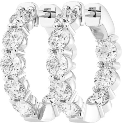 Saks Fifth Avenue Made in Italy Saks Fifth Avenue Women's Build Your Own Collection 14K Gold & Lab Grown Round Diamond Inside Out Hoop Earrings - White Gold - Size 4 TCW  - female - Size: 4 TCW