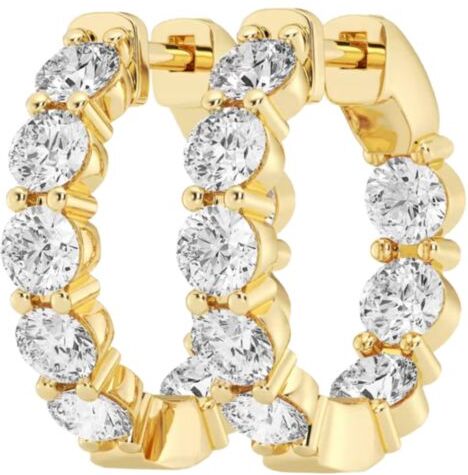 Saks Fifth Avenue Made in Italy Saks Fifth Avenue Women's Build Your Own Collection 14K Gold & Lab Grown Round Diamond Inside Out Hoop Earrings - Yellow Gold - Size 4 TCW  - female - Size: 4 TCW