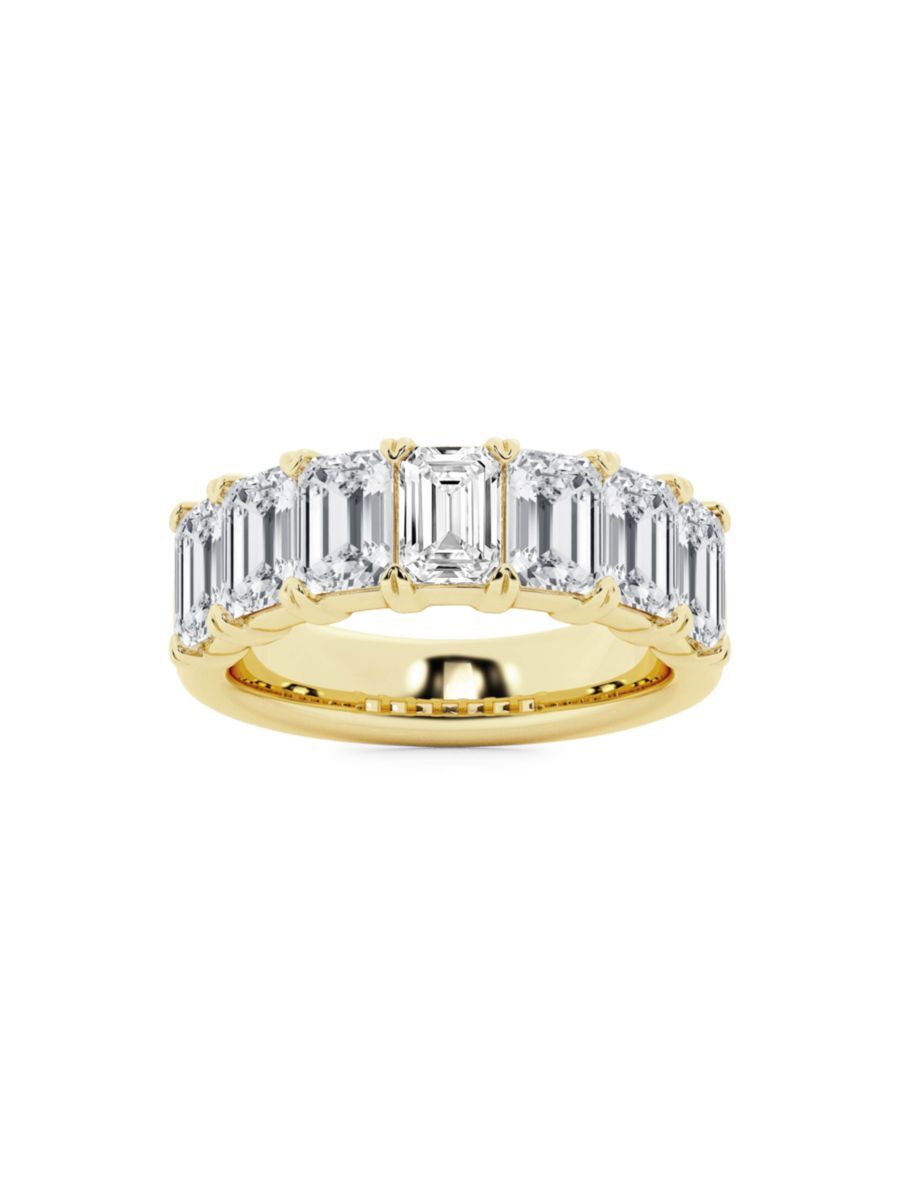 Saks Fifth Avenue Made in Italy Saks Fifth Avenue Women's Build Your Own Collection 14K Yellow Gold & 7 Natural Emerald Diamond Wedding Band - 5 Tcw Yellow Gold - Size 5  - female - Size: 5