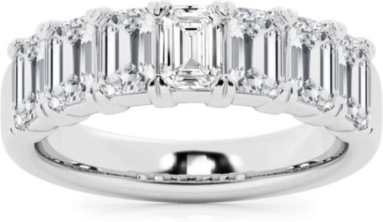 Saks Fifth Avenue Made in Italy Saks Fifth Avenue Women's Build Your Own Collection Platinum & 7 Natural Emerald Diamond Wedding Band - 3 Tcw Platinum - Size 7.5  - female - Size: 7.5