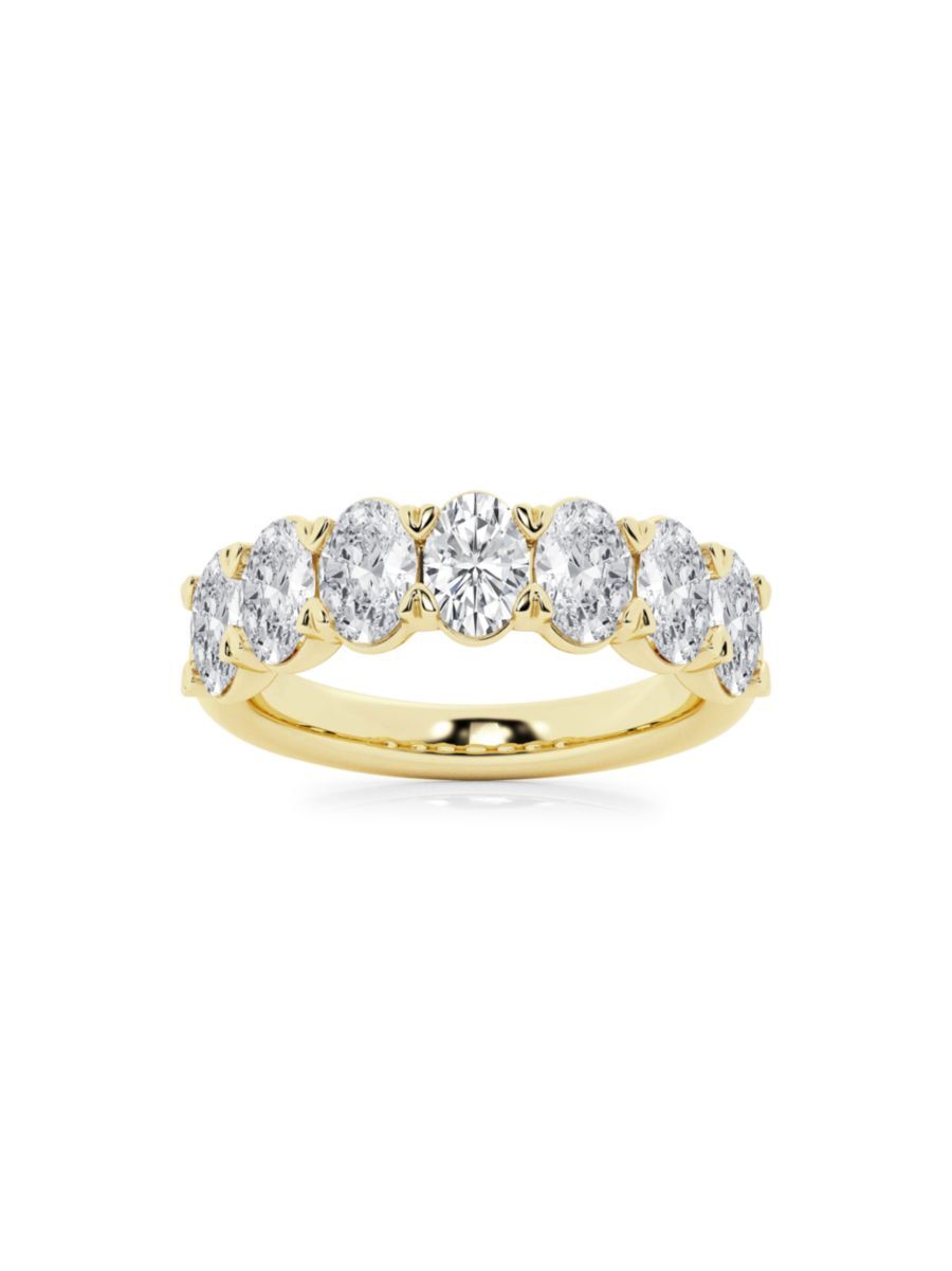 Saks Fifth Avenue Made in Italy Saks Fifth Avenue Women's Build Your Own Collection 14K Yellow Gold & 7 Natural Oval Diamond Anniversary Band - 3 Tcw Yellow Gold - Size 5.5  - female - Size: 5.5