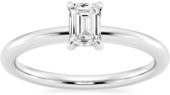 Saks Fifth Avenue Made in Italy Saks Fifth Avenue Women's Build Your Own Collection 14K White Gold & Lab Grown Emerald Cut Diamond Solitare Engagement Ring - 0.5 Tcw White Gold -...  - female - Size: 9