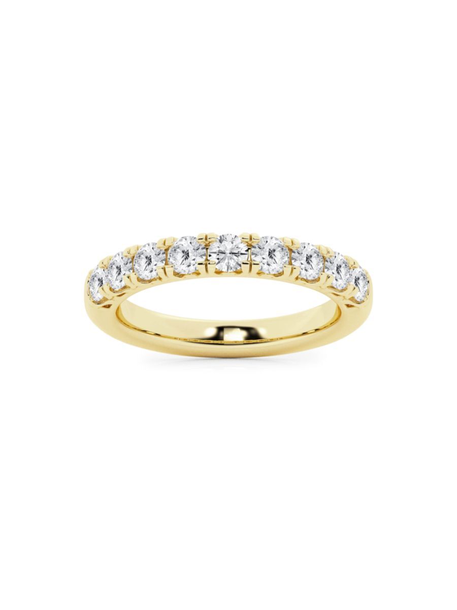 Saks Fifth Avenue Made in Italy Saks Fifth Avenue Women's Build Your Own Collection 14K Yellow Gold & 9 Natural Round Diamond Anniversary Band - 1 Tcw Yellow Gold - Size 4.5  - female - Size: 4.5