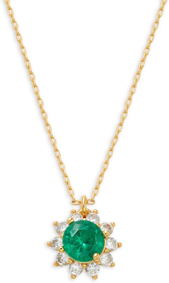 kate spade new york Women's Sunny Halo Goldtone & Cubic Zirconia Pendant Necklace - Emerald  - female - Size: one-size